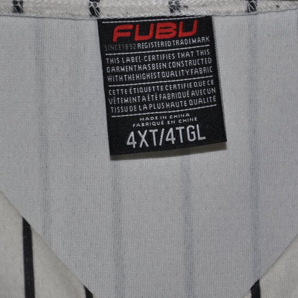 FUBU 05 Black & White Striped Baseball Jersey Short Sleeve Top 4XT - Picture 4 of 9